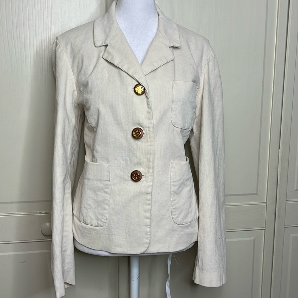 Tory Burch Cream Blazer with Gold Buttons